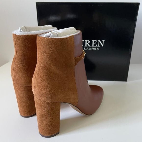 Nib Ralph Lauren Meredith Bootie Leather Booties in Deep Saddle Tan /Whiskey - Picture 13 of 14
